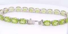 925 Sterling Silver oval Peridot Link Tennis Bracelet