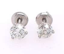 1.55ctw Round Diamond Solitaire Stud Earrings in 14K