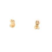 14K Yellow Gold Two Tone Puffy Twist Knot Vintage Stud Earrings