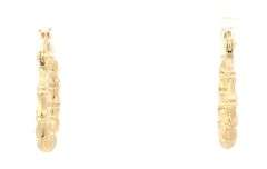10K Yellow Gold 23.9mm Bamboo Vintage Statement Hoop Earrings