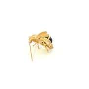 14K Yellow Gold Oval Black Onyx Honey Bumble Bee Vintage Pin/Brooch
