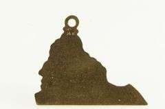 14K Yellow Gold Virginia Enamel Map Travel State Shape Charm/Pendant