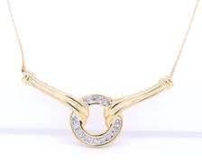Dazzling Yellow Gold Round Brilliant Cut Diamond open Circle Necklace