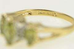 14K Yellow Gold Marquise Peridot Diamond Accent Statement Ring