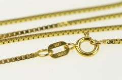 14K Yellow Gold 0.9mm Square Chain Vintage Box Link Necklace