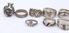 Group Lot of 11 Vintage 925 Sterling Silver Rings