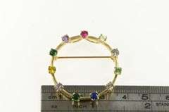 14K Yellow Gold 1960's Round Rainbow Spinel Gemstone Pendant