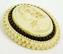 Antique Paris, France Large Celluloid Cameo Brooch