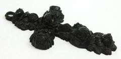 Large Antique Gutta Percha Carved Roses Mourning Cross