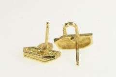 14K Yellow Gold 3D Longaberger Picnic Basket Vintage Stud Earrings