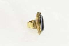 14K Yellow Gold Black Onyx Cabochon Sim. Emerald Snake Ring