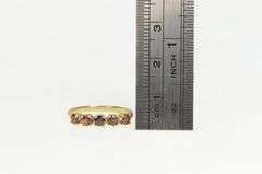 14K Yellow Gold Classic Five Stone Vintage Garnet Band Ring