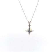 14K White Gold 1950's Pearl Diamond Accent Vintage Pendant