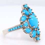 Vintage 925Sterling Silver Turquoise Cluster Ring