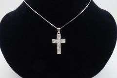 Diamond Cross Necklace made with Princess Cut Diamonds