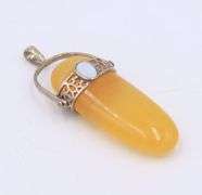 Group Lot of 6 Art Deco 925 Sterling Silver Gemstone Pendants