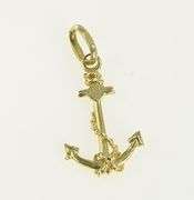 14K Yellow Gold 3D Anchor Nautical Hope Faith Symbol Charm/Pendant