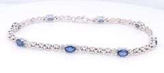 Handsome White Gold Blue Sapphire Link Bracelet