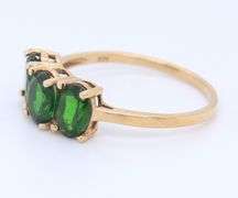 Gorgeous Yellow Gold 3 Stone Emerald Cocktail Ring