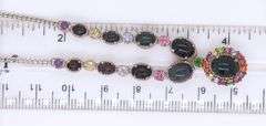 925 Sterling Silver Black Onyx  and Multi Color Stone Necklace