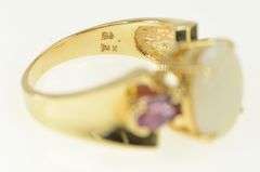 14K Yellow Gold Natural Opal Tourmaline Vintage Statement Ring