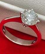 CERTIFIED BRAND NEW 14K WHITE GOLD AND DIAMOND ENGAGEMENT RING. SOLITAIRE. 1.33 CARAT. LAB GROWN
