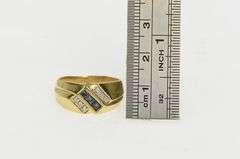 10K Yellow Gold Princess Syn. Sapphire Diamond Squared Ring