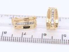 Sparkling Yellow Gold Baguette Diamond Accent J Hoops
