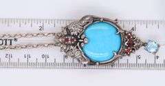 Turquoise Pendant on Italian Gucci Style Chain Necklace