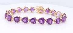 Fantastic Yellow Gold 22ctw Amethyst Heart Bracelet