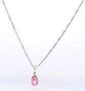 Pink Topaz Pendant on Figaro Chain Neckalce