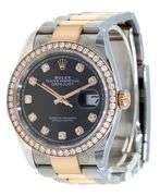 Rolex Datejust Two-Tone 126281, 36mm, Black Diamond Dial, 18K Rose Gold & Steel W/ Box