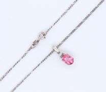 Pink Topaz Pendant on Figaro Chain Neckalce