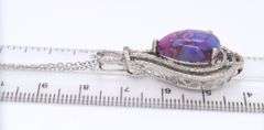 925 Sterling Silver Mojave Purple Turquoise Pendant on Chain Necklace