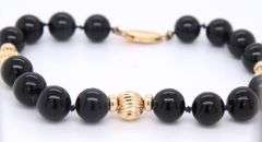 Fantastic Black Onyx and Gold Ball Bead Bracelet