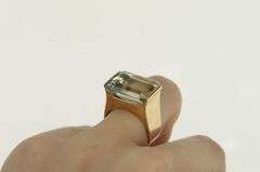 14K Yellow Gold Emerald Cut Aquamarine Vintage Statement Ring