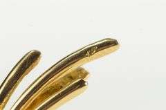 10K Yellow Gold Turquoise Cluster Fern Leaf Sprig Retro Pin/Brooch