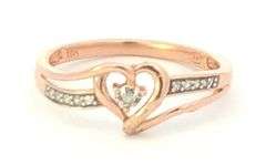 10K Rose Gold Heart Diamond Encrusted Love Symbol Promise Ring