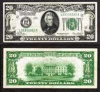 $20 1928 First year of the small size FRN Fr.2050-L Numeral Seal Very Fine+