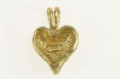 14K Yellow Gold Diamond Cut Textured Heart Love Symbol Charm/Pendant