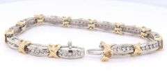 GORGEOUS DIAMOND AND SOLID GOLD X LINK TENNIS BRACELET