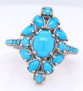 Vintage 925Sterling Silver Turquoise Cluster Ring