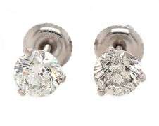 1.55ctw Round Diamond Solitaire Stud Earrings in 14K