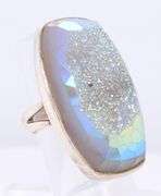 Vintage 925 Sterling Silver Druzy Ring
