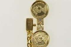 14K Yellow Gold Queen Elizabeth 1988 Tribute Coin Chain Bracelet
