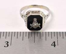 Glorious Mosaic Black Onyx Ring In 18K White Gold