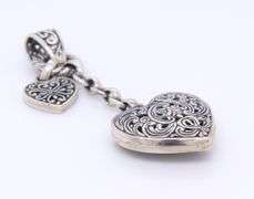 Sterling Silver Double Heart Dangle Pendant