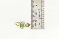 10K Yellow Gold Oval Emerald Diamond Accent Statement Ring