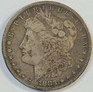 Scarce key date 1883-CC Morgan Silver Dollar. Nice circ