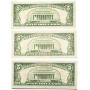 3 1963 $5 Red Seal Star US Notes